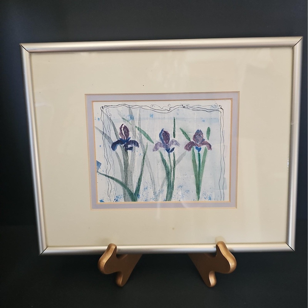 Iris Trio by Melissa Searle Framed Matted Lithography Watercolor Print